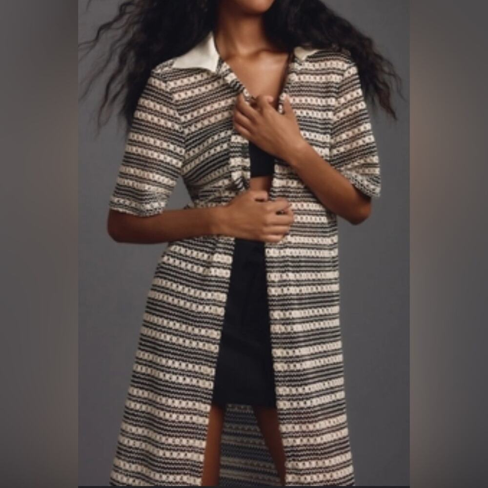 Anthropologie Self Contrast Striped Knit Duster one size